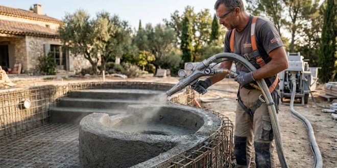 Construction de piscines en gunite : les innovations en matière de projecteurs de matière